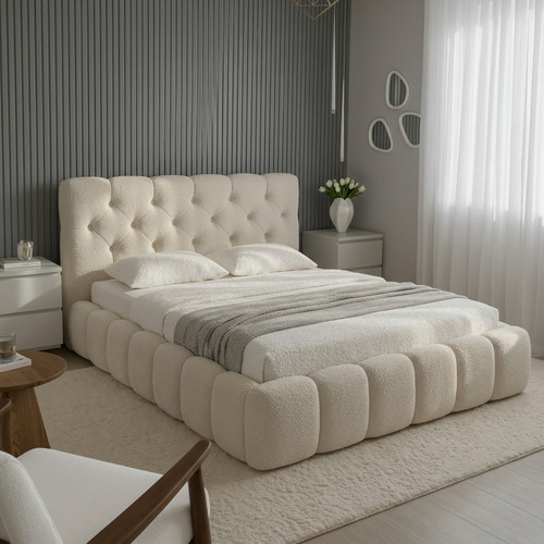 Luxury teddy boucle fabric bed - teddy,