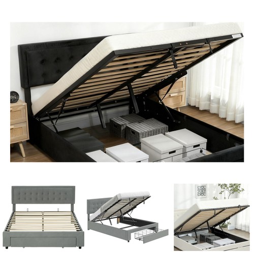 Homcom velvet bed frame with - frame,