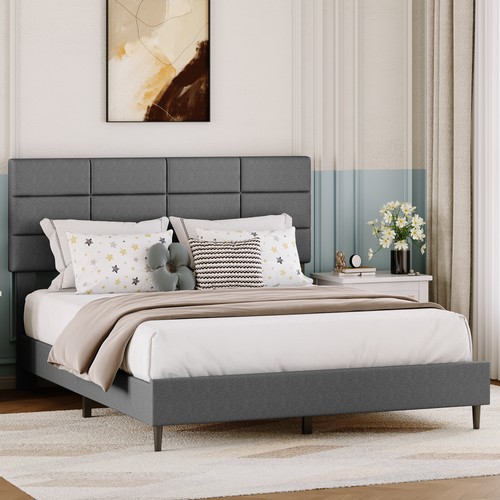 King upholstered bed - bed, frame