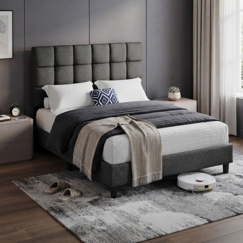 Elegant 4ft6 linen - fabric, bed