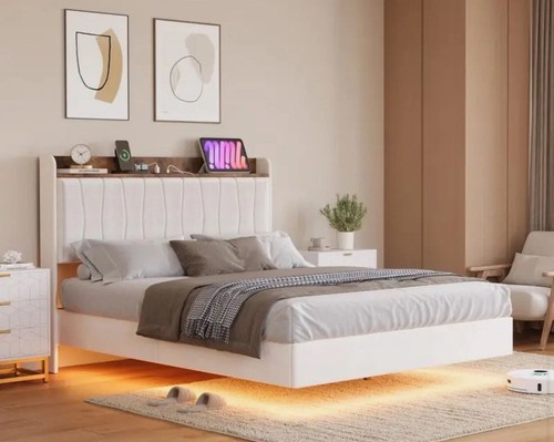 Floating bed frame queen - bed,
