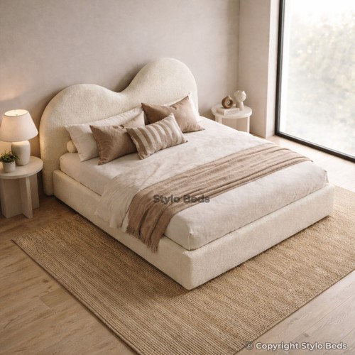 Luxury teddy boucle bed frame - boucle,
