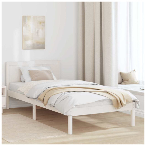 Bed frame white solid - frame, pine