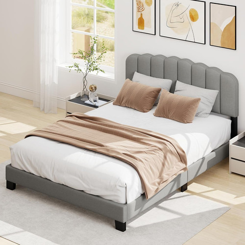 Double bed frame upholstered - bed,