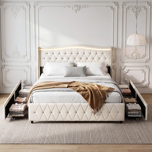 Led charging bed - charging, headboard