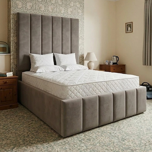 Upholstered bed frame tall - bed,